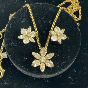 Pandora Gold Necklace with White Floral Accents